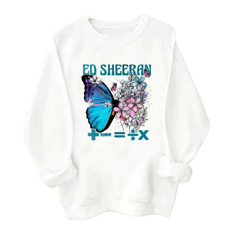 Ed Sheeran Mathematics Tour 2024 Butterfly Sweatshirt Harajuku Round Neck Long Sleeve Oversized Hoodie Fans Gift