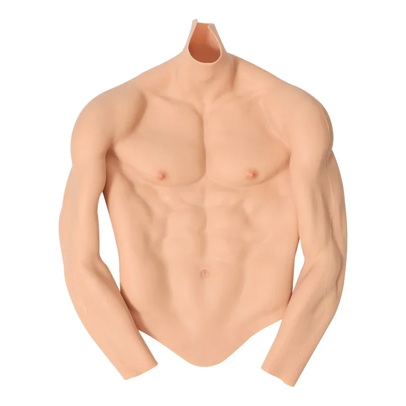 Simulation False Chest Fake Belly Muscle Shirt Half Body With Muscular Arms Cosplay Silicone Rubber Muscle Suit Muscle Costume