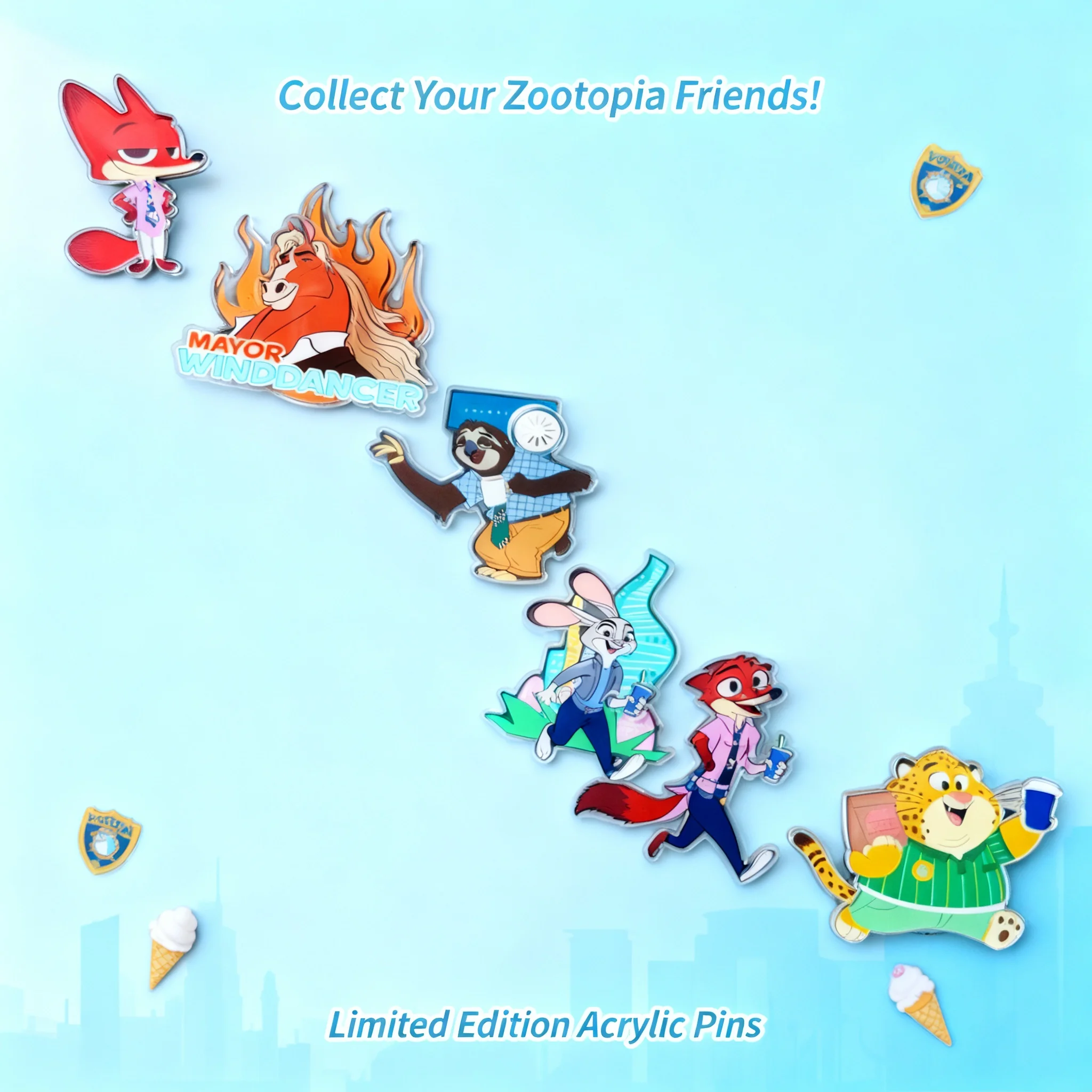 

Zootopia 2 Alloy Badge Acrylic Rotating Fridge Magnet Collectible Souvenir Gift for Friends Family Kids Children Movie Lovers