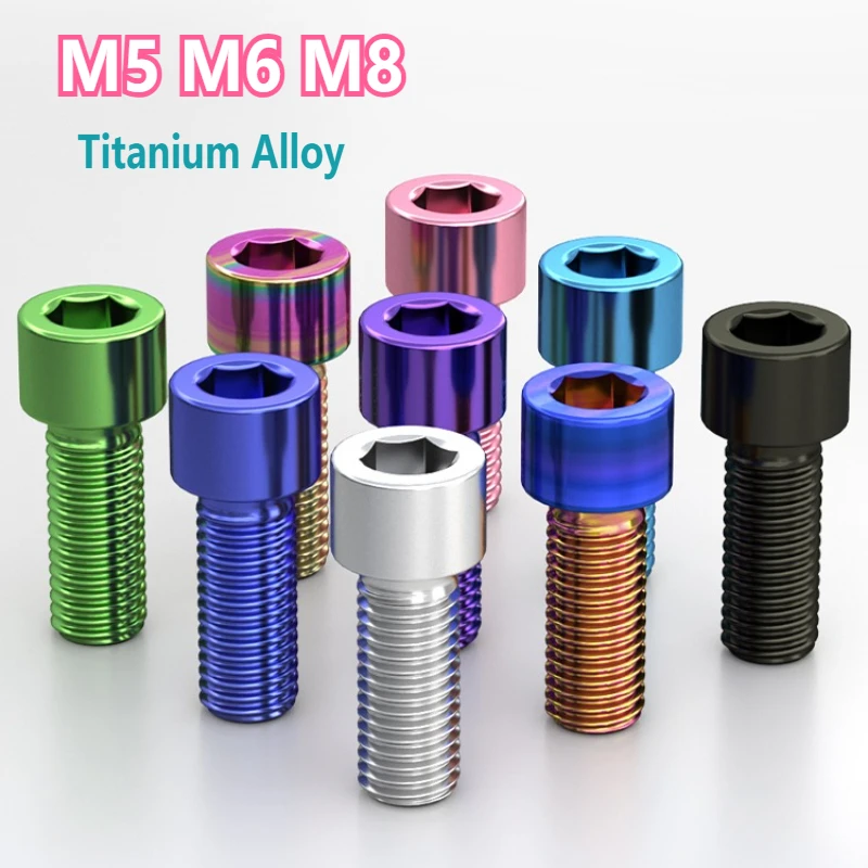 Pernos de aleación de titanio Allen hexagonal cabeza hueca perno tornillos de colores M5 M6 M8 tornillo para bicicleta auriculares freno motocicleta