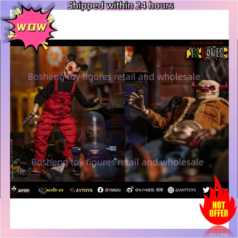 

100% In Stock Original AXYTOYS Soldier 12 BONES Skeleton Clown Mouse Cow Full Set 6inch Anime Action Figures Collection Model