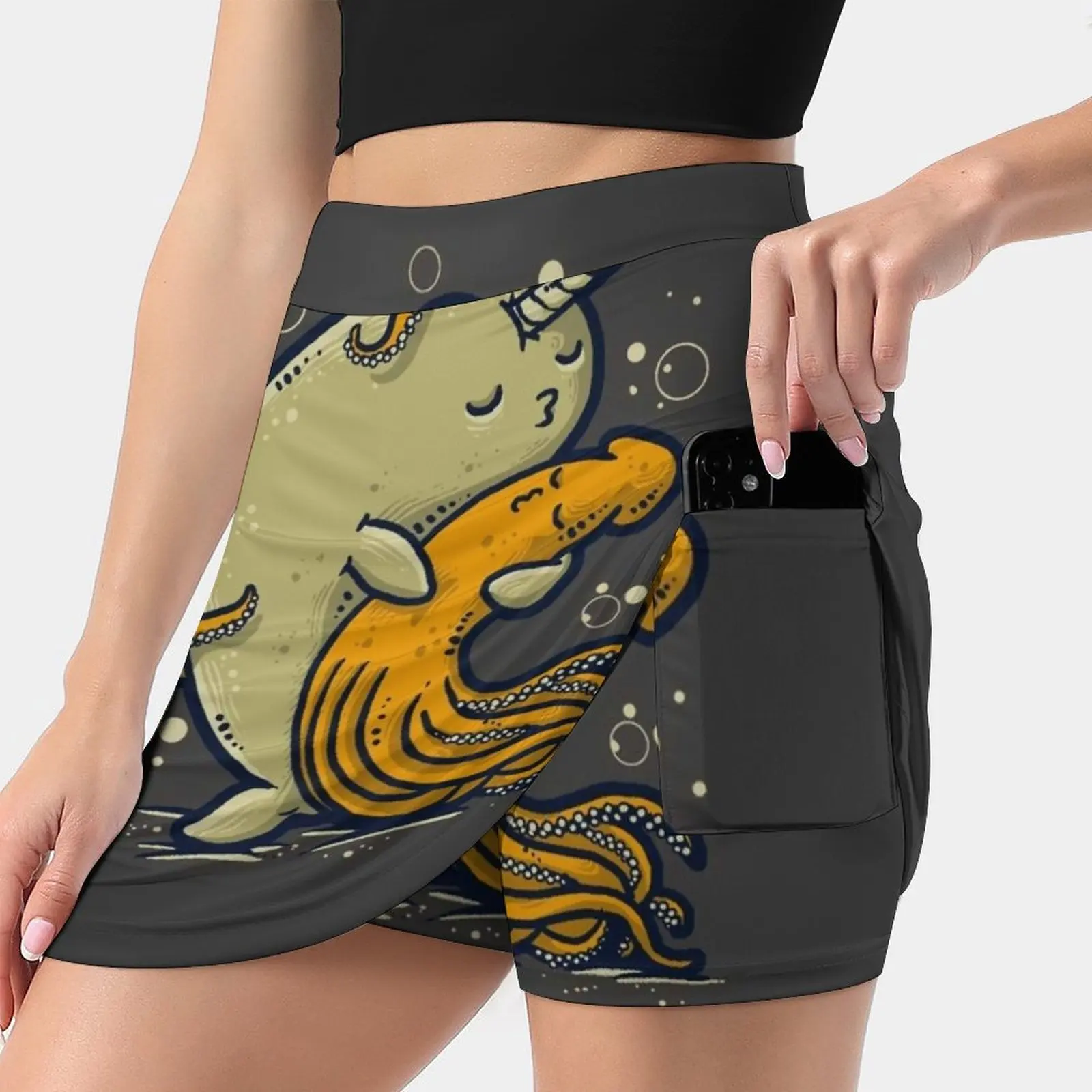 The Kiss Women's skirt Aesthetic skirts New Fashion Short Skirts Animals Cute Sea Ocean Water Kiss Love Narwhal Squid Nature