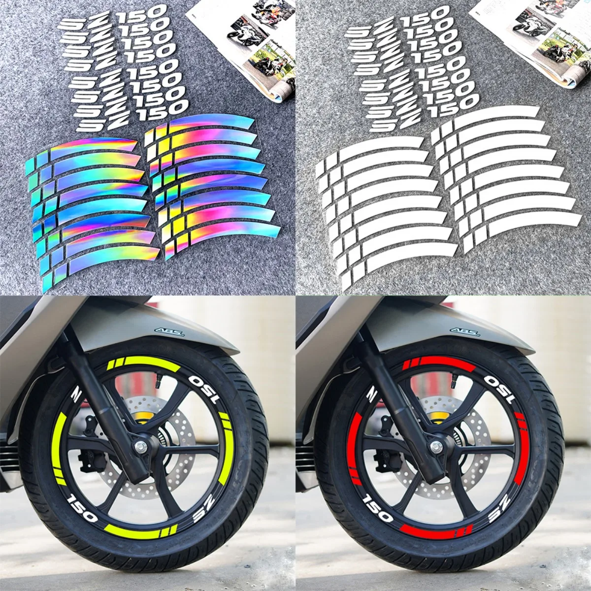 For YAMAHA SZ-150 SZ150 SZ 150 Logo Emblem Reflective Motorcycle Wheel Hub Stickers Motor Bike Accessories Rim Strips Decals