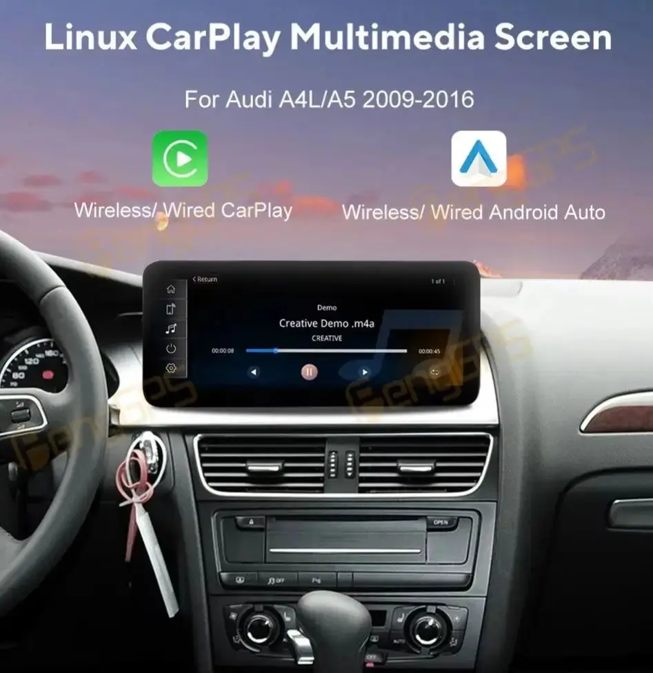 Android Auto 12.3 Inch Ultra-thin Screen Car GPS Navigation For Audi A4L/A5 2009-2016 Linux Carplay Multimedia Player Car Radio
