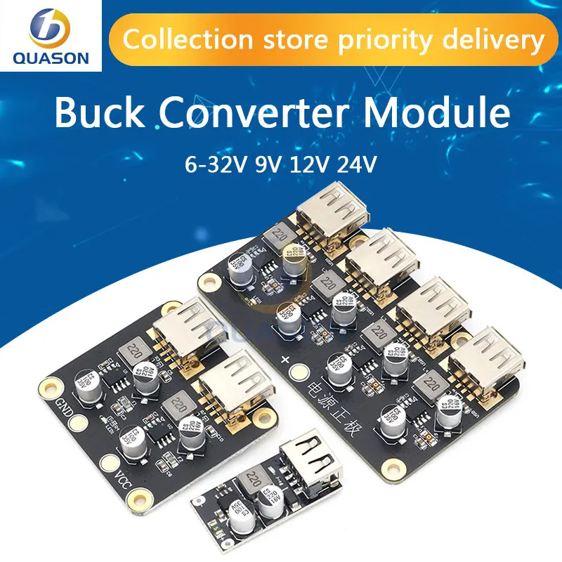 USB QC3.0 QC2.0 DC-DC Buck Converter Charging Step Down Module 6-32V 9V 12V 24V to Fast Quick Charger Circuit Board 3V 5V 12V