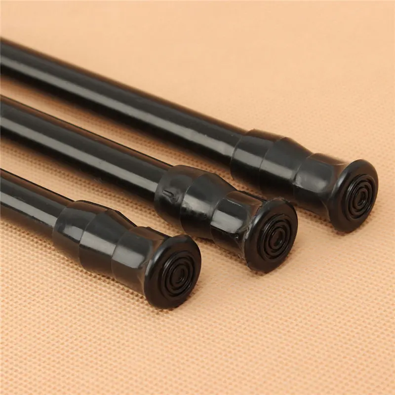 Black New Arrival Extendable Adjustable Spring Tension Rod Rail Pole Window Curtain Shower Curtain Wardrobe Bathroom Products