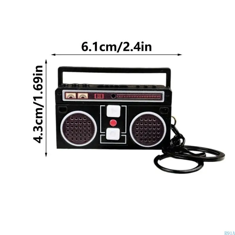 

R91A Durability Plastic Radio Recorder Keychain 3D Design Music Box Pendants
