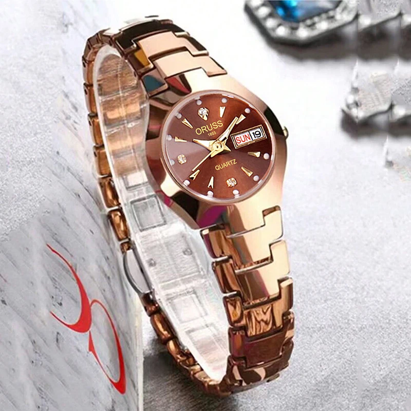 ORUSS Hot Brand Ladies' Watch High Quality Stainless Steel Waterproof Luminous Pointer Week Calendar Eleganc Women Quartz Watch - Image 3