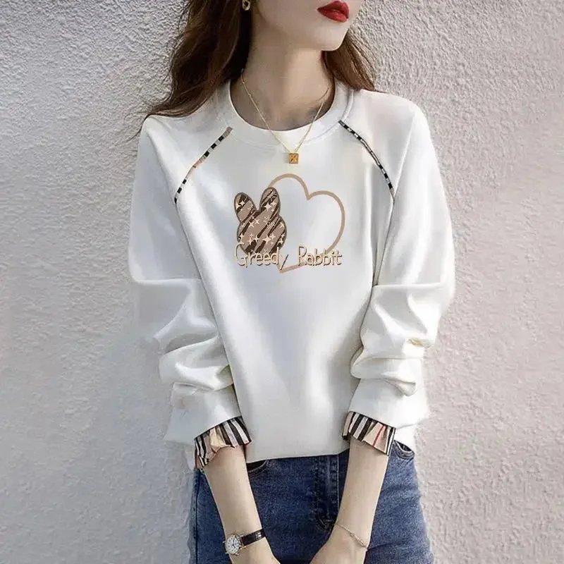 

White Female Top Warm Pullovers Autumn and Winter Cold Thick Graphic Kpop Y 2k Vintage Women's Sweatshirts Emo Novelty Essential