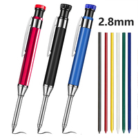 2.8mm Red Blue Black All Metal Solid Woodworking Automatic Pencil with Pencil Sharpener 6 Colors 2B Lead Deep Hole Marking Pen