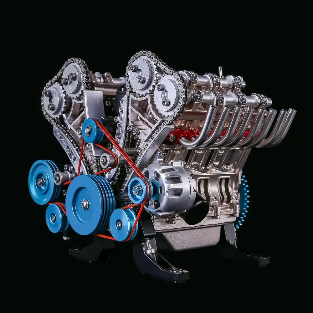 TECHING - 1: 3 Full Metal V8 Car Engine Model Kit 500+Pcs toyMechanical Science Physics Educational Experiment Toy Gift