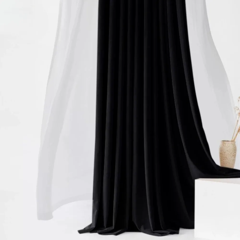 ستائر مخملية سوداء على الطراز الأمريكي مقاومة للضوء بالكامل ومضادة للشمس وغرفة النوم وغرفة المعيشة ستائر عصرية جديدة من القماش المخملي مخصصة #5