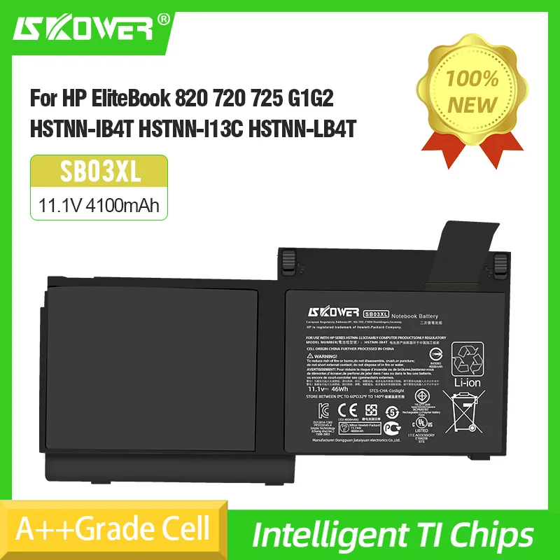 

SKOWER SB03XL Аккумулятор для ноутбука 46 Втч для HP EliteBook 820 720 725 G1G2 HSTNN-IB4T HSTNN-l13C HSTNN-LB4T SB03046XL 717378 -001 11,1 В
