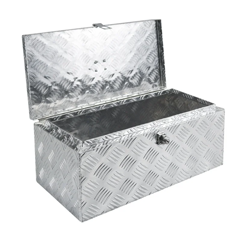Image of Aluminium-Werkzeugbox 22''x11''x9'' Aluminium-Anhängerkupplungsbox Silber Pickup-Truck Werkzeugaufbewahrungsbox mit Schloss+Schlüssel
