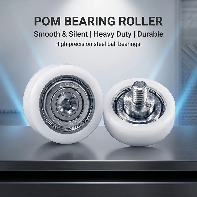 

5pcs 28mm POM Coated Bearing Pulley With Screw M6 BS60828-10C1L8M6 External Thread Cabinet Moving Wheel 28mm Sliding Door Roller