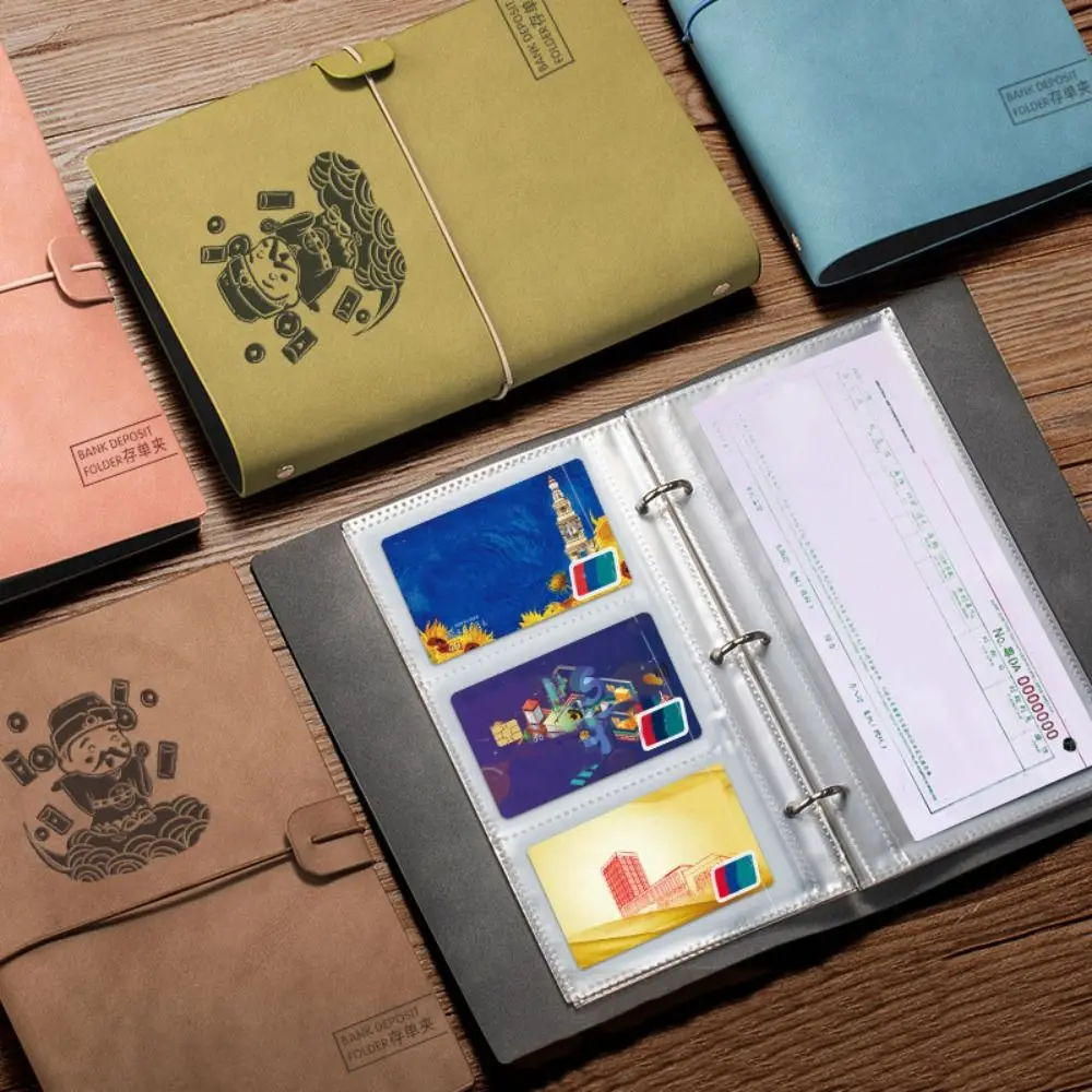 PU Leather Bill Planner Binder Loose-leaf Transparent Money Budget Binder Reusable Cash Envelopes Savings Challenges Notbook