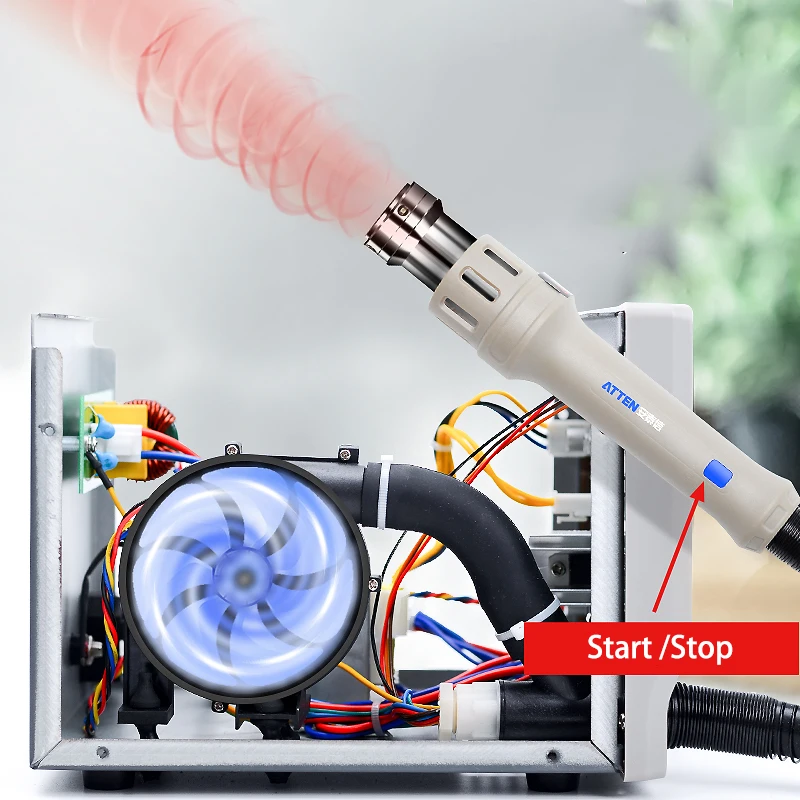 ATTEN-pistola de aire caliente sin plomo Original, estación de soldadura con pantalla digital inteligente, 1000W, retrabajo para reparación de chips PCB