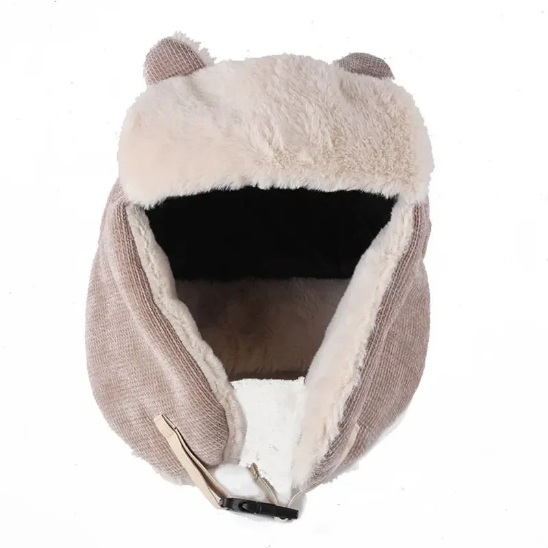 قبعات بومبر للنساء والرجال سميكة دافئة الروسية Ushanka الفراء قبعة موضة قبعة قطنية دافئة آذان القط قبعة الشتاء قبعات الروسية #3