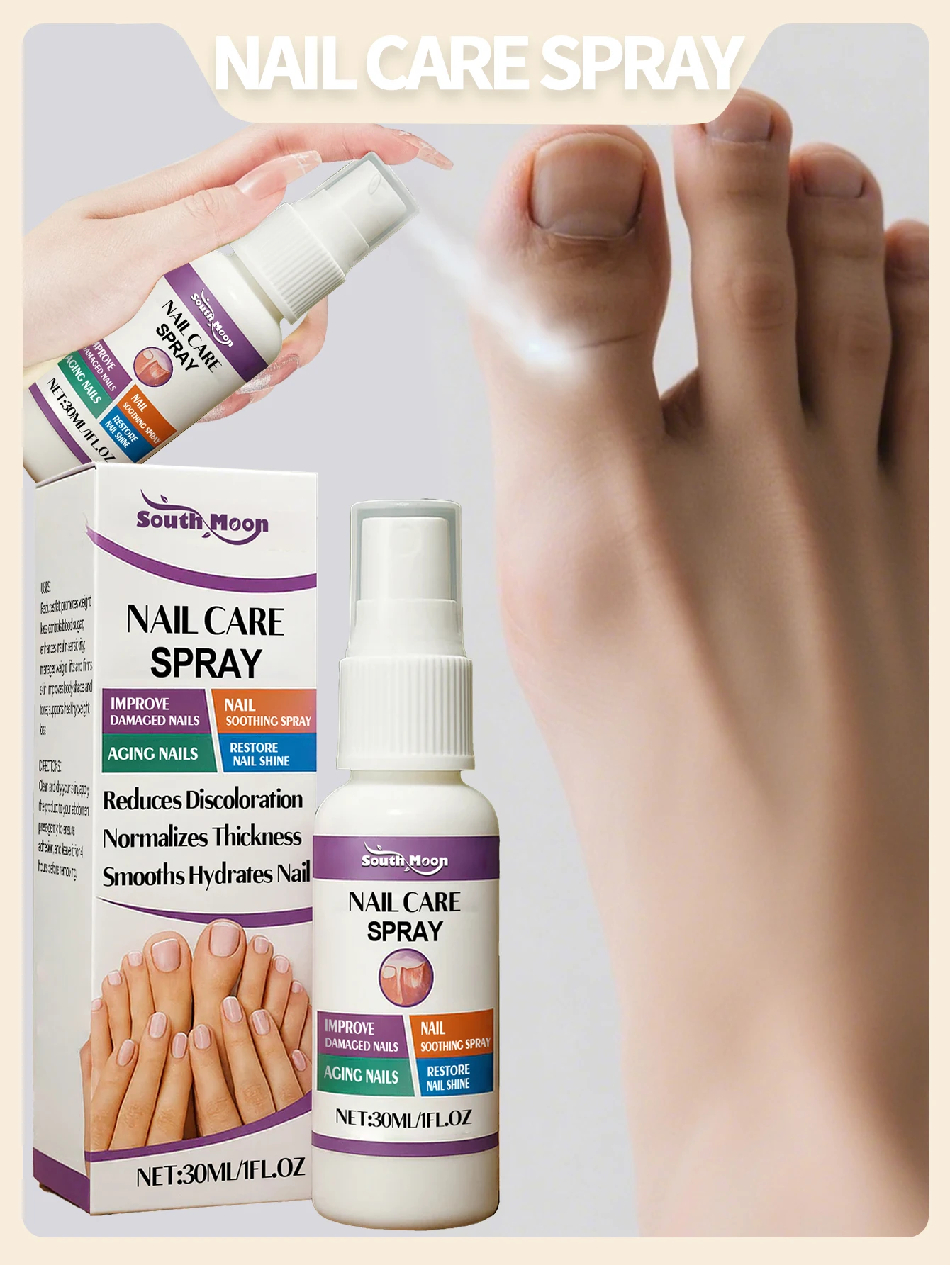 1 30 مل بخاخ للعناية بالأظافر، طبيعي لامع وناعم، مرطب ومغذي للعناية اليومية لأظافر اليدين والقدمين