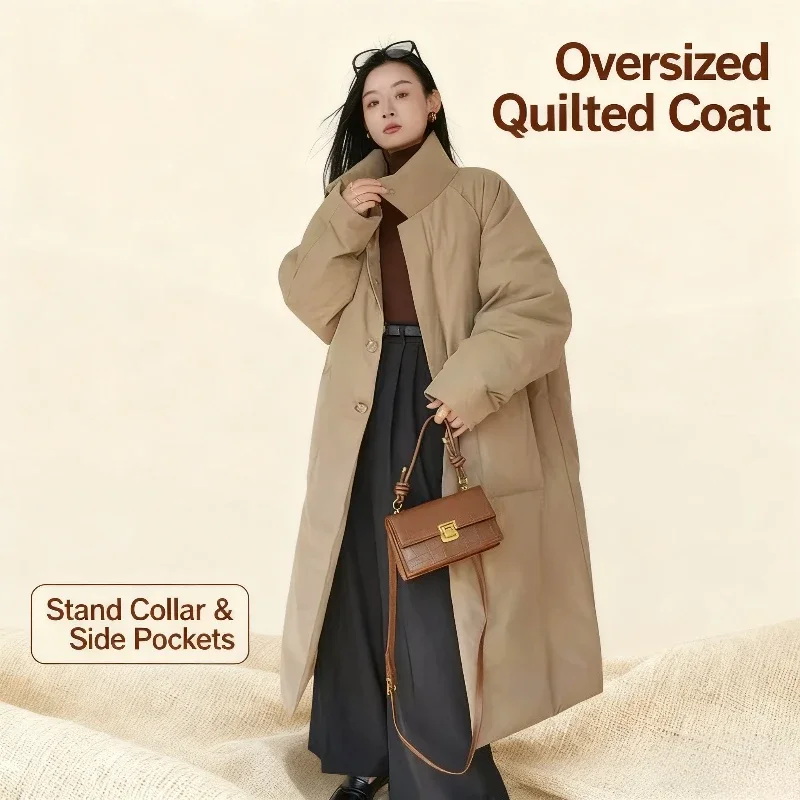 2025 New Winter Cotton Coat Women's Mid-Length Fashion Loose Cotton Coat Jacket Western Style Loose Coat Trendy