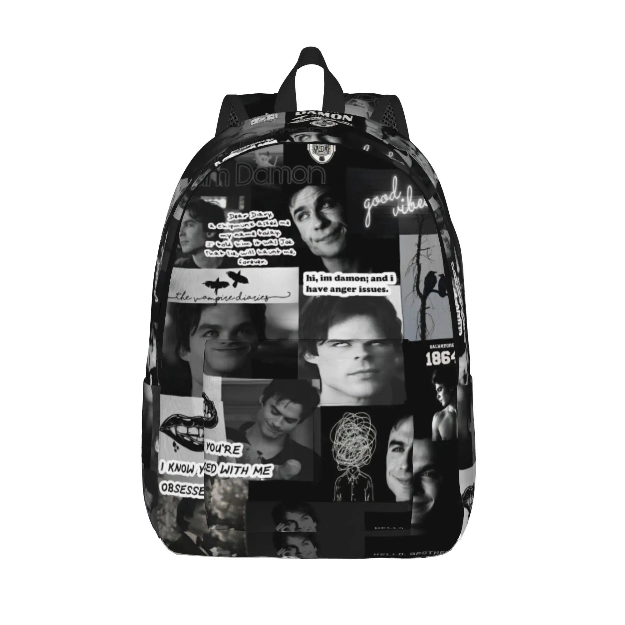 The Vampire Diaries Damon Salvatore Backpack for Men Women Casual Student Business Daypack TV Series Laptop Canvas Bags Gift