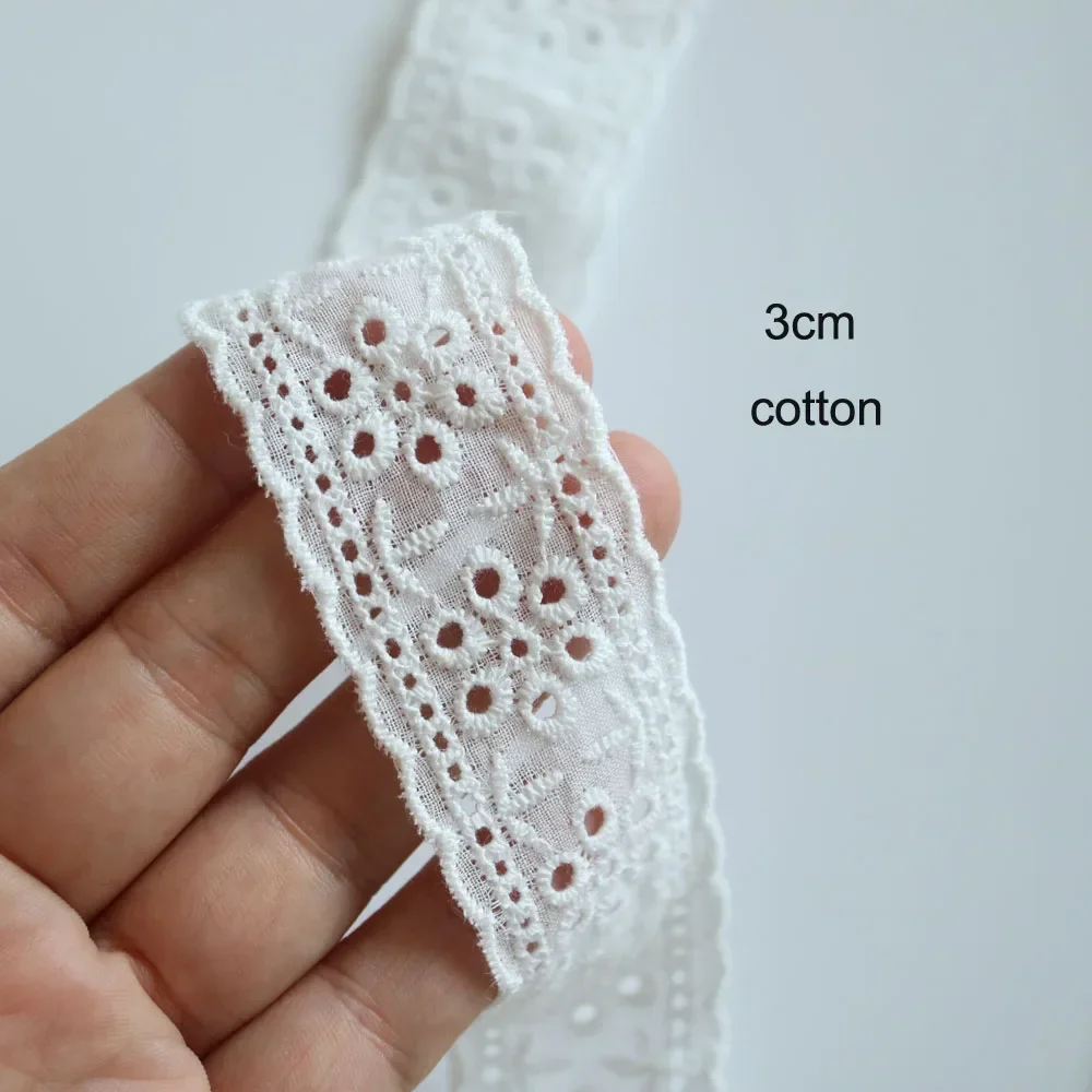 Clearance 5yards White embroidery Cotton lace trims for Clothes flower lace trimmings and ribbons DIY craft sewing accessories