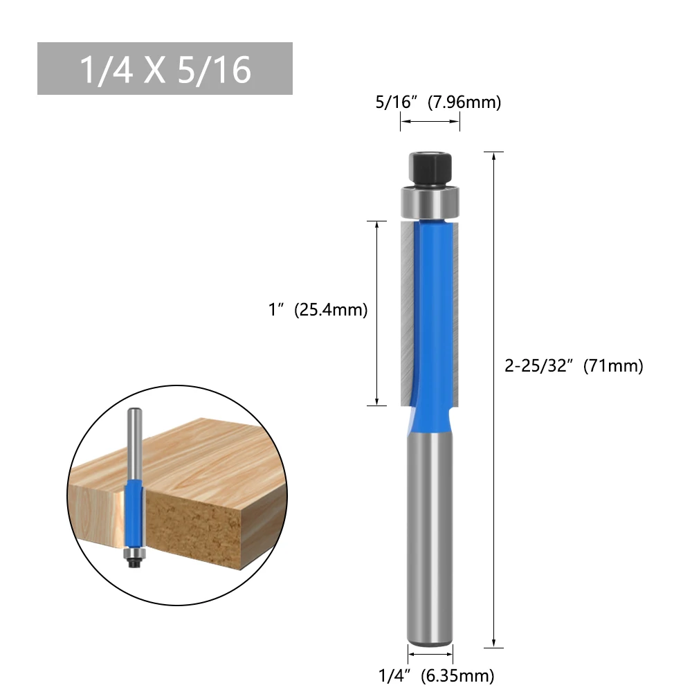 Lavie 1 Stück Fräser mit Lager, Hartmetall-Schneidkopf, 1/4-Zoll-Griff für Holzfräs- und Nutfräsarbeiten – Detail 3