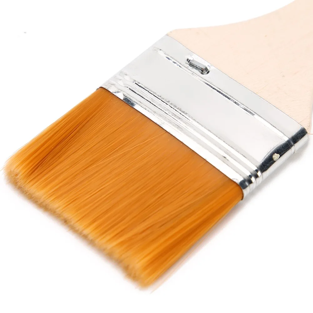 12PCS Nylon Hair Nylon Pine Wood Brushes Pine wood handle Flat brush head Wall Painting Brushes Assorted sizes Multi-scene use