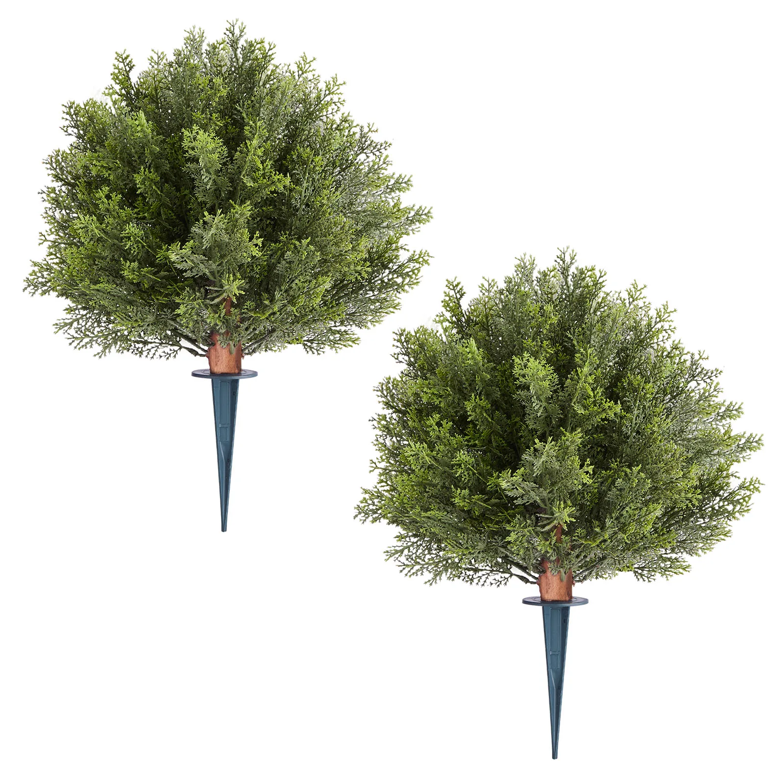 

SucceBuy Artificial Topiary Cypress Trees with Ground Spike 16/22 in 2 Set Faux Shrubs & Bushes Potted Plants for Outdoor Indoor