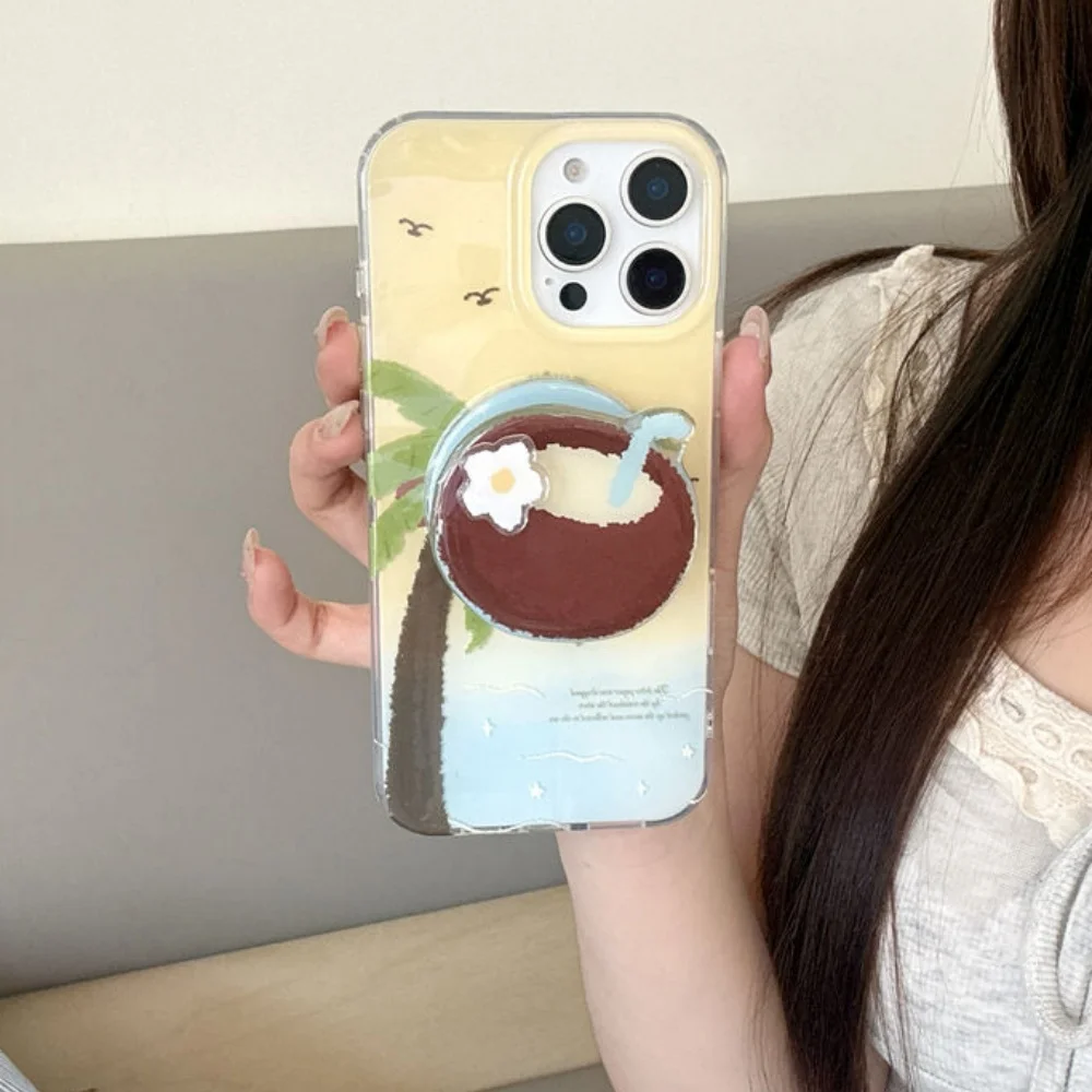 Cartoon Cute Rotate Coconut Supporto magnetico Supporto per telefono Grip Tok per Magsafe iPhone Samsung Supporto espandibile per dito con anello sicuro
