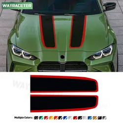 Car Hood Bonnet Stripes Sticker Engine Cover Carbon Fiber Vinyl Decal For BMW M4 G82 G83 CS CSL 2021 2022 2023 2024 Accessories