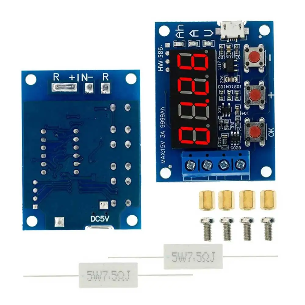 Battery Capacity Tester LED Digital Display 18650 Lithium Battery External Load 1.2-12V Lead-Acid Capacity Discharge Meter