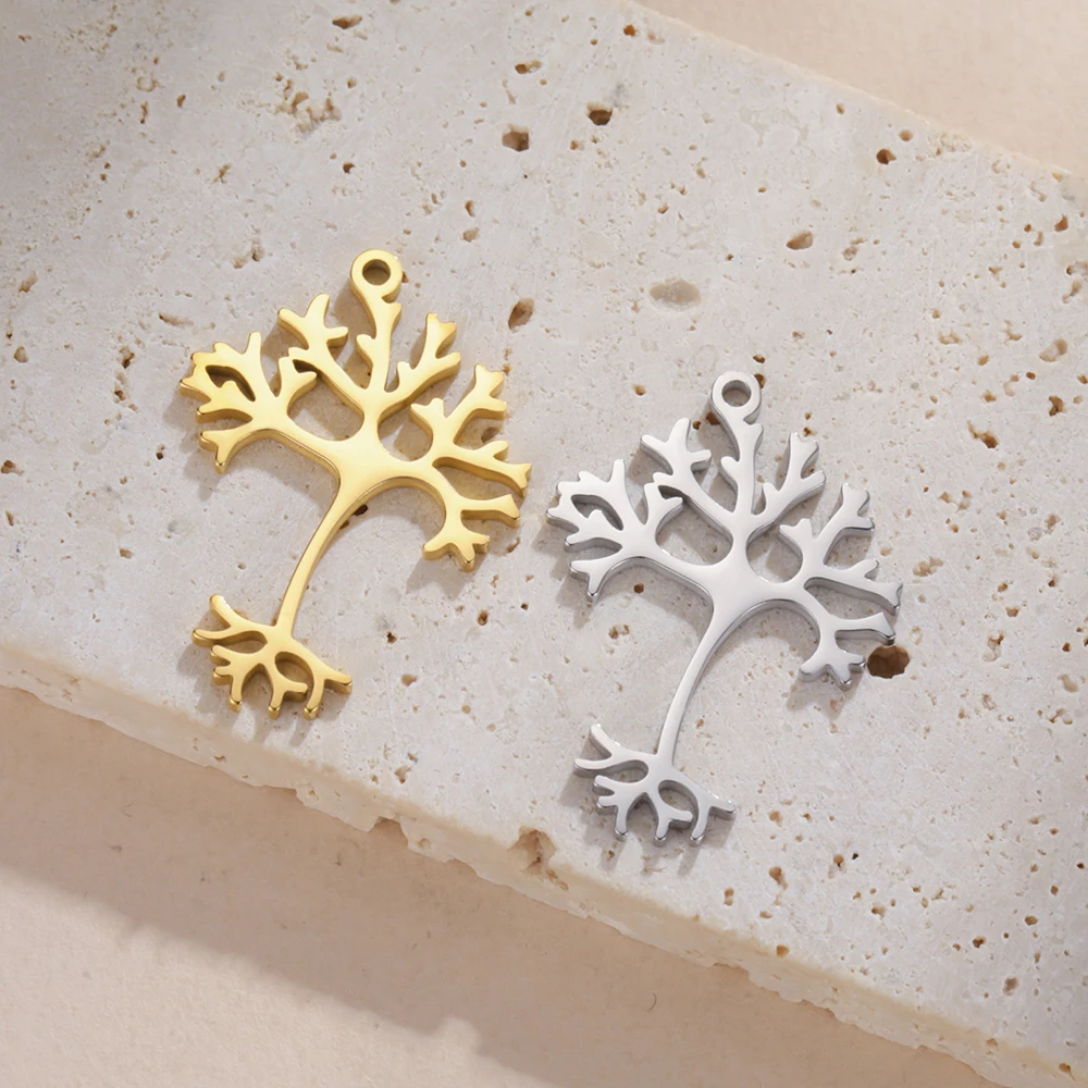 داوابارا شجرة الحياة قلادة لصنع المجوهرات الويكا سلتكس الهلال القمر DNA شجرة قلادة الفولاذ المقاوم للصدأ الملحقات