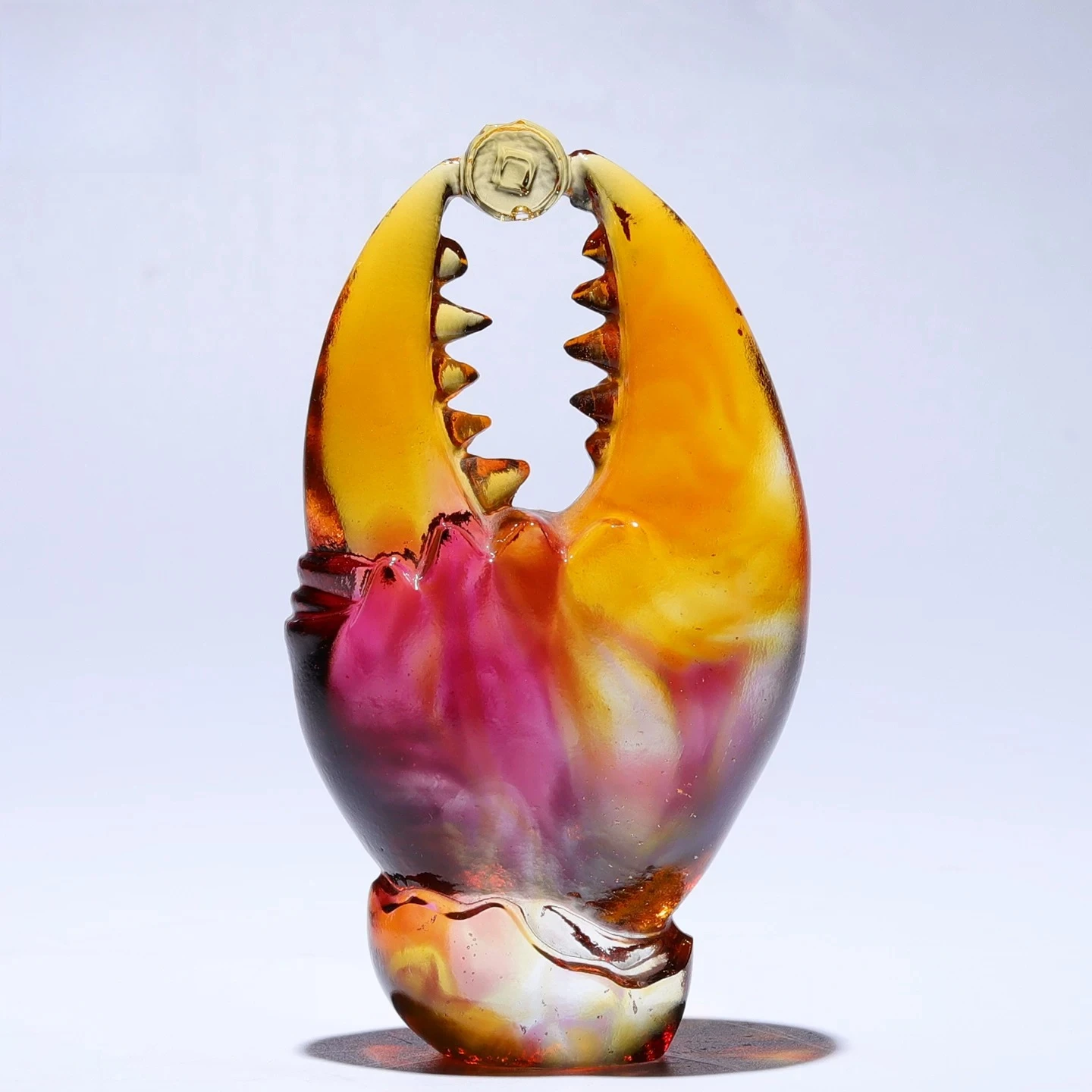Intangible Heritage Colored Glaze Crab Claw Figurine,Office Home Desk Lucky Mini Decor,Stress Relieving Ornament,Premium Craft
