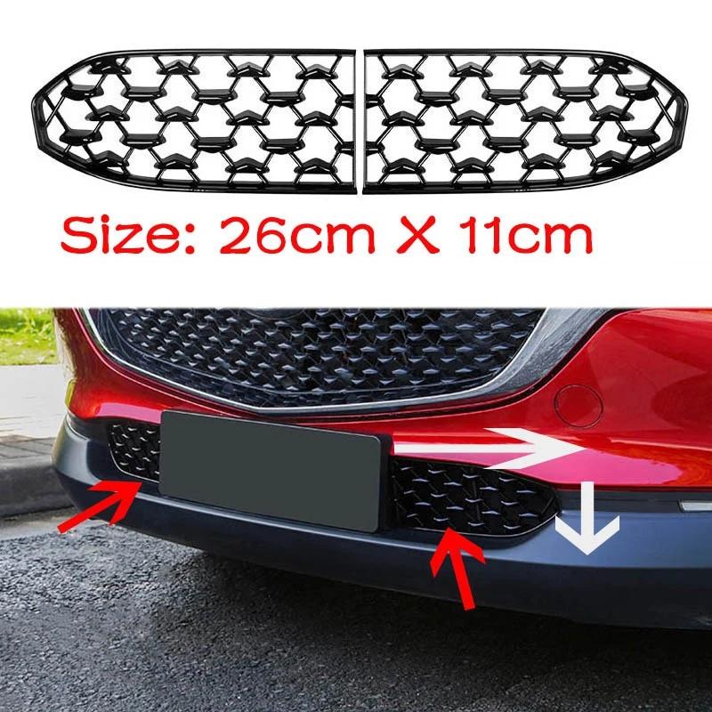 Car Front Bottom Middle Net Decoration Bumper Lower Grilles Protective Stand Cover For Mazda CX 30 CX-30 2020 2021