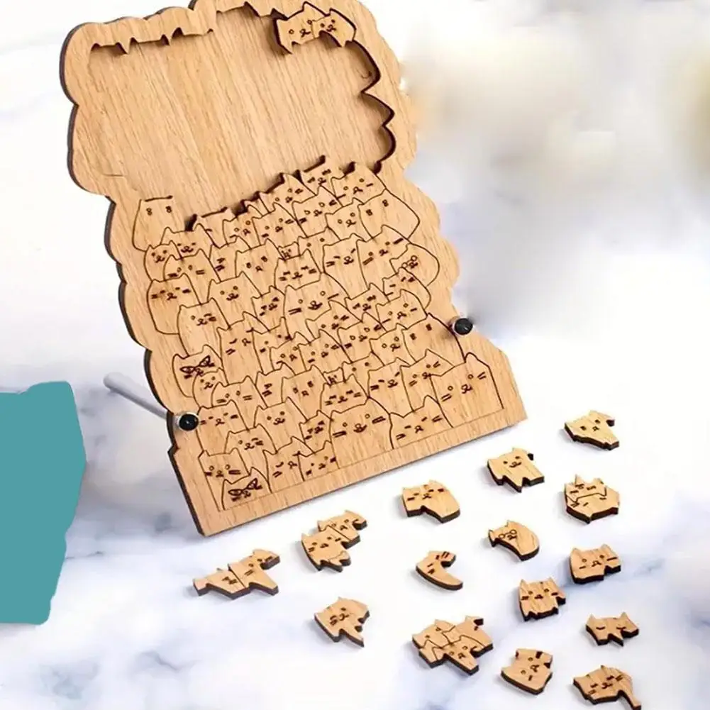 

Cute Hundred Cat Wooden Jigsaw Puzzle Educational Toy For Adults And Kids, Unique Challenging Fun Game Gift For Cat Lovers