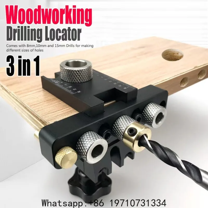 Precision Doweling Jig Master Kit Woodworking 3 in 1 Adjustable Pocket Hole Dowel Cam Jig Wooden Tenon Drilling Guide Locator