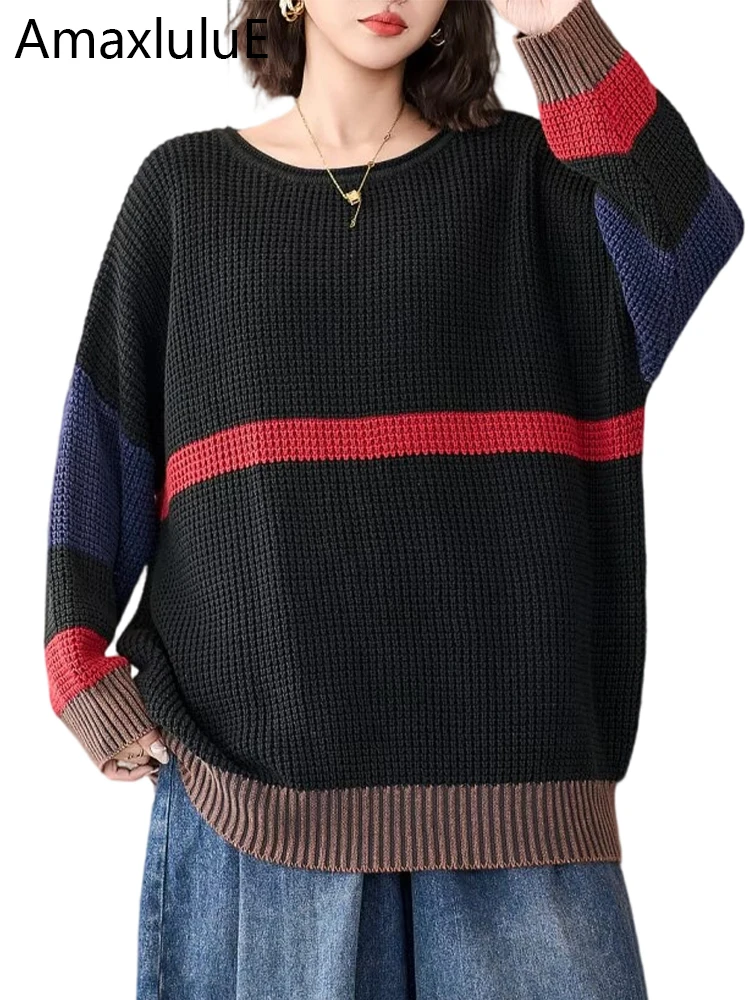 

Бренд Amax LuluE 2025, зимняя мода, свободные свитера, женские классические винтажные повседневные пуловеры, женские элегантные роскошные хлопковые джемперы