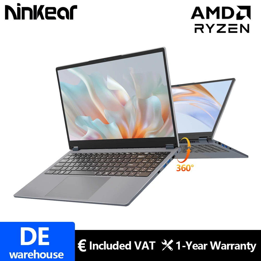 Ninkear YBOOK15 Portátil 2 en 1 AMD Ryzen ™ 3 3200U 15,6' 360 ° Flip FHD IPS Pantalla táctil 16G+512GB SSD Teclado retroiluminado Windows 11