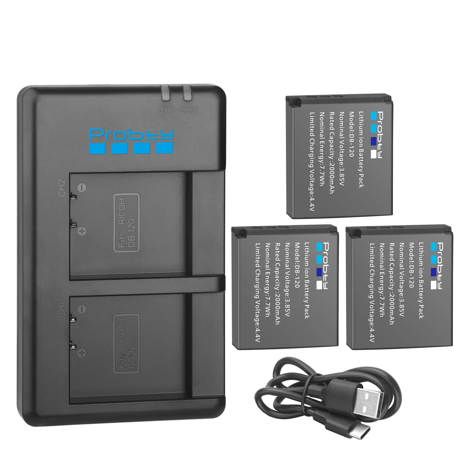 DB-120 Battery 2000mAh for Ricoh GRIV GR IV Ricoh GR4 Battery