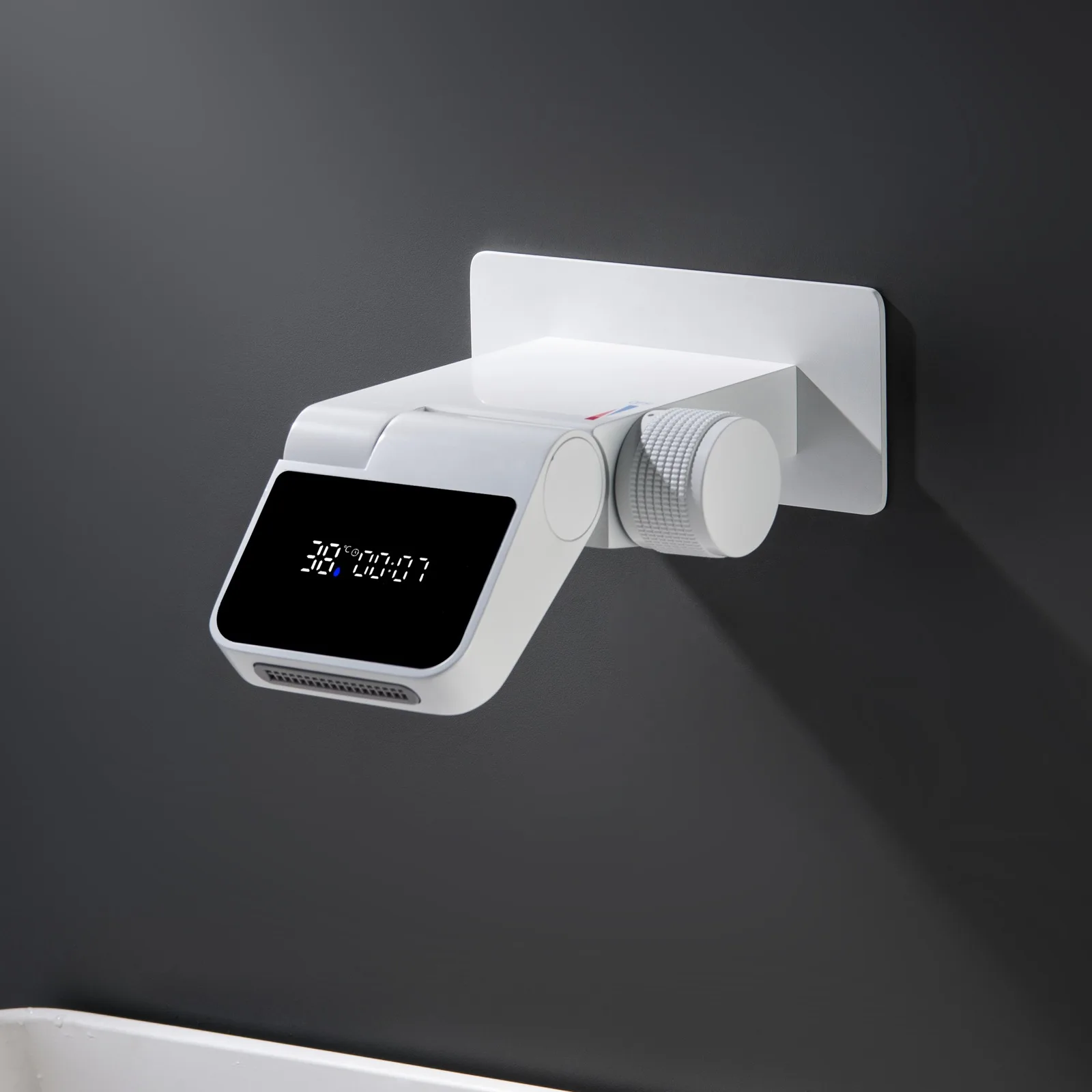 In-wall washbasin faucet Hot and cold water concealed digital display folding washbasin faucet Wall out washbasin All copper