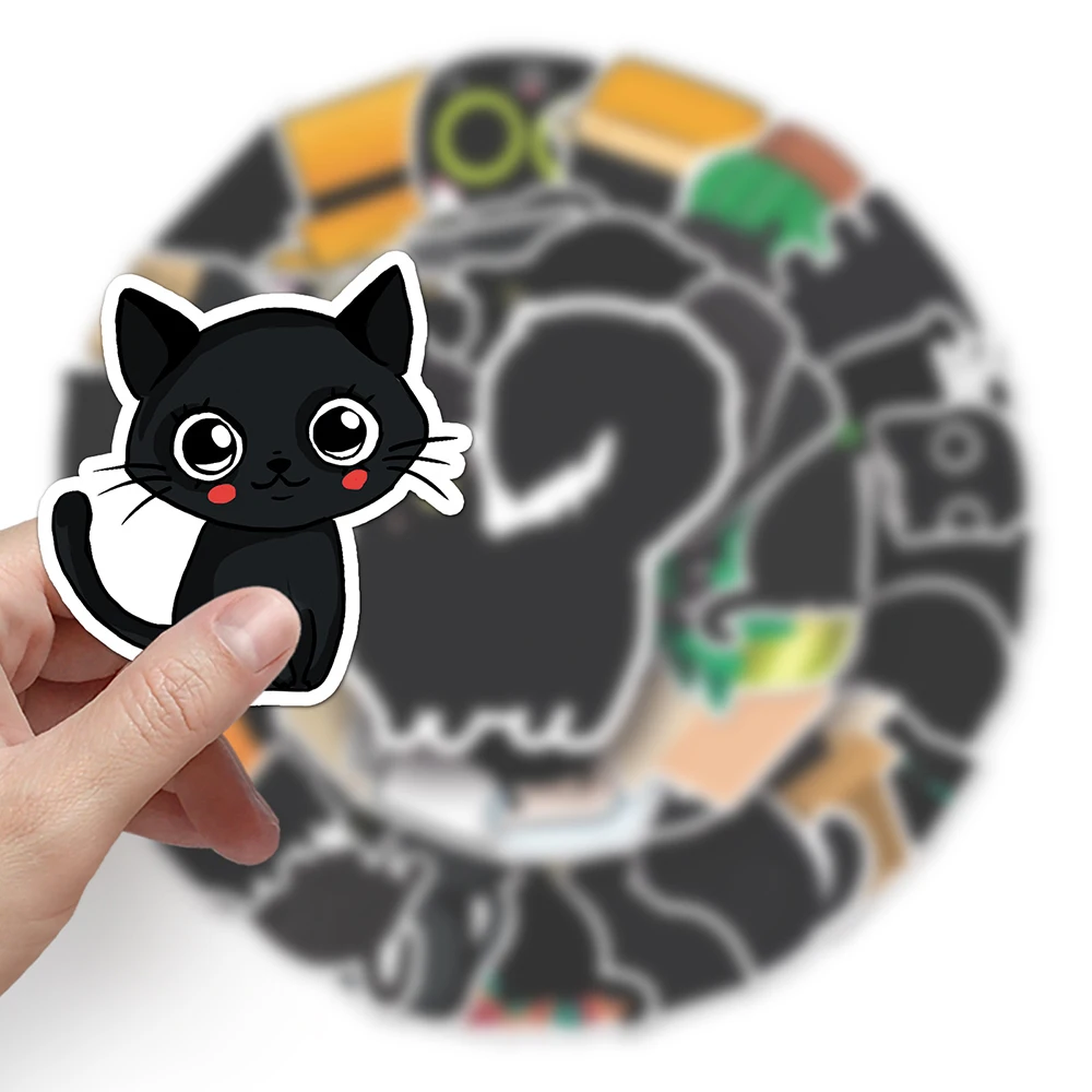 10/30/50PCS Kawaii Cartoon Black Cat Animal Stickers estetica Cute Decal Toy decorativo Phone Scrapbook Laptop fai da te Cute Sticker