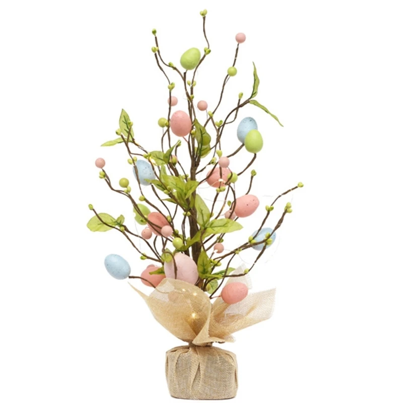 Lighted Easter Egg Tree Decoration Tabletop Oranments for Home Party Wedding