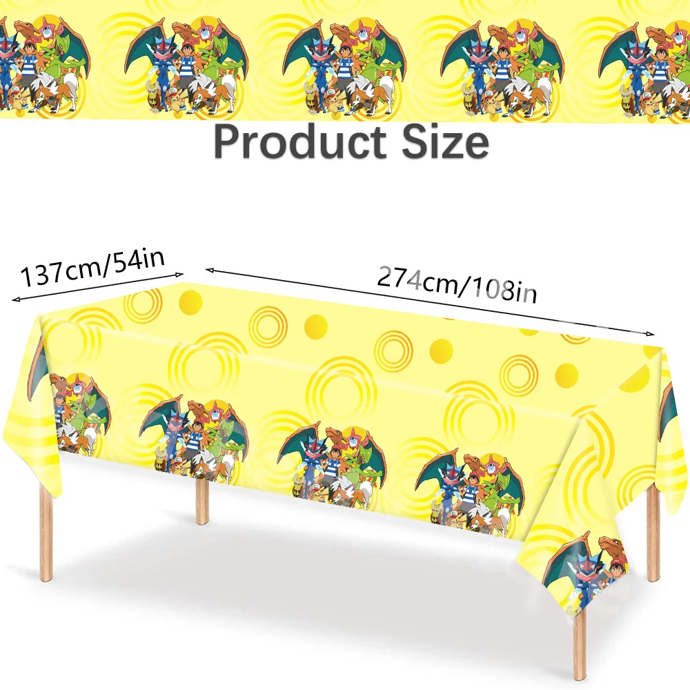Pokemon Tischdecke Pikachu Geburtstagsdekoration Einweg wasserdichte Tischdecke Partyzubehör Babyparty Geschenke Dekoration