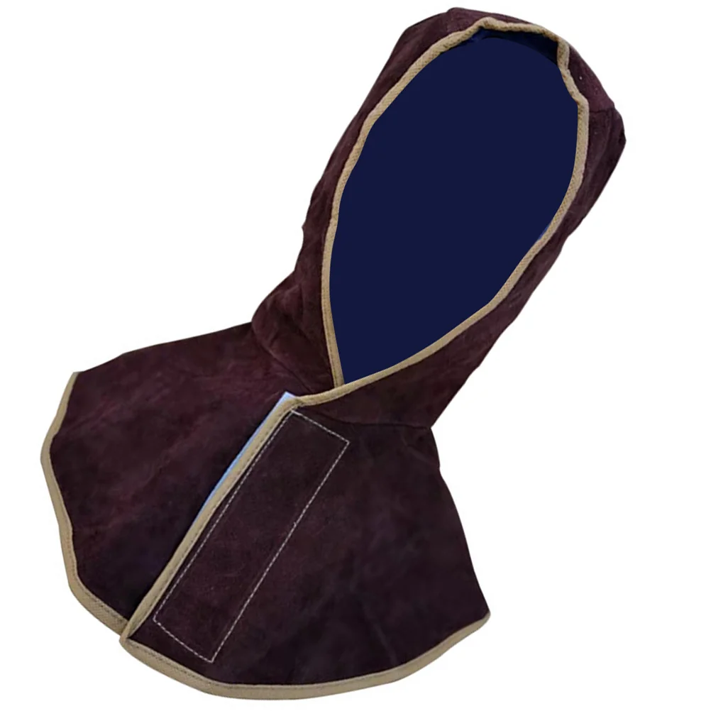 Cappucci protettivi per cappello da saldatore a mantella per cappuccio da saldatura diviso in pelle scamosciata di mucca