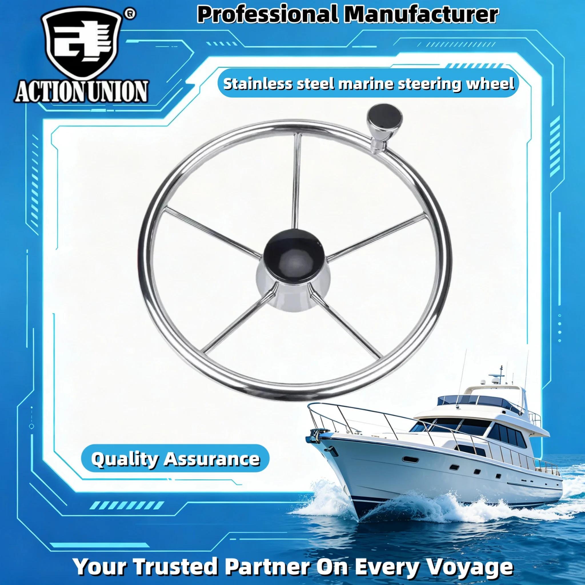 

Marine Accessories 304 Stainless Steel Steering Wheel Power Ball Fishing Boat Yacht Steering Wheel Hardware Accessories Hydraulic Steering Gear