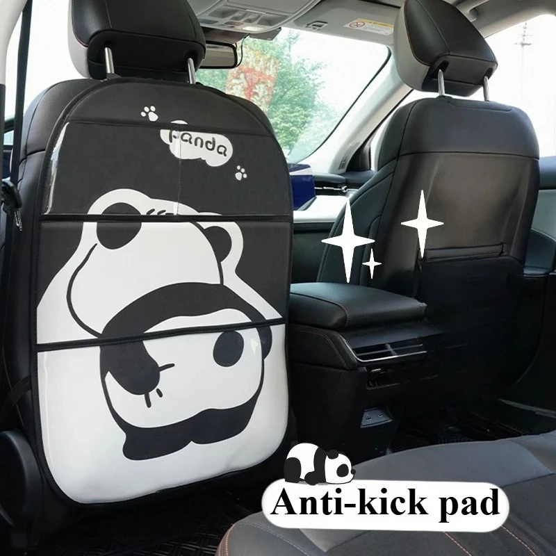 Naughty Panda Anti-Kick Pad, Large Chair Back Anti-Stain Pad, Children's Foot Kick Pad, Waterproof, Wear-Resistant, Cartoon Cute