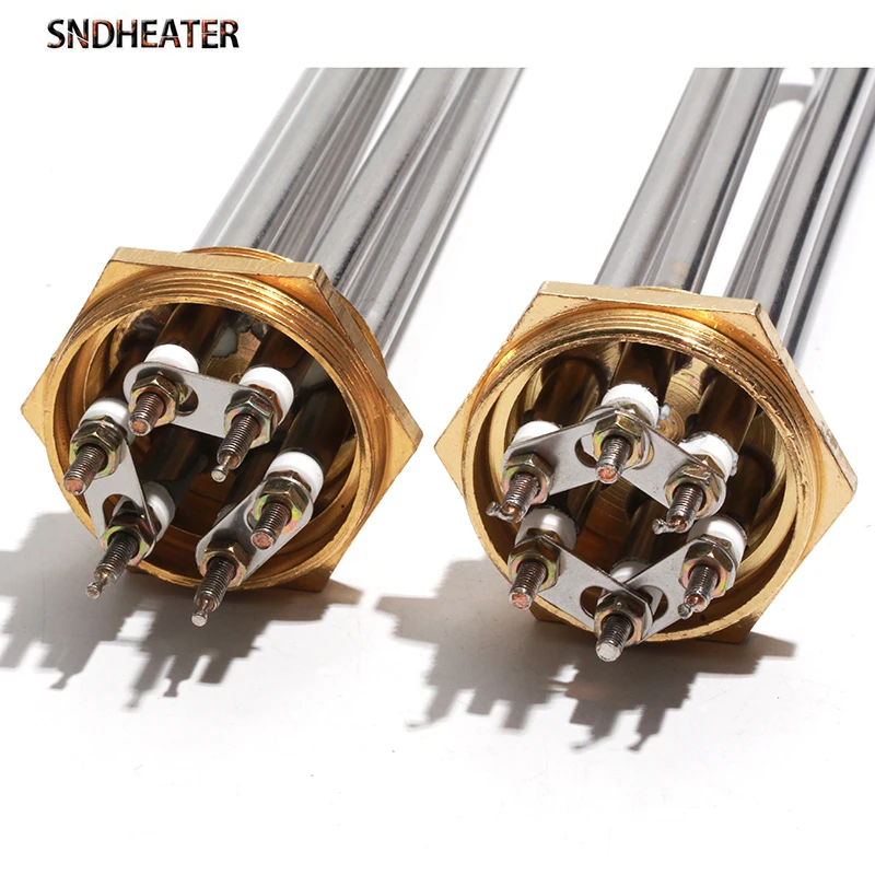 SNDHEATER Electric Water Heater DN32 DN40 DN50 Immersion Heating Element SUS304 220V Tubular Booster 3KW 4.5KW 6KW 9KW 380V 12KW