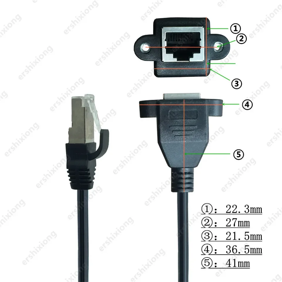 RJ45 Cat5 8P8C UTP Cat 5e Male to Female 90 Degree Right Angled Panel Mount LAN Ethernet Network Cable 0.3m 0.6m