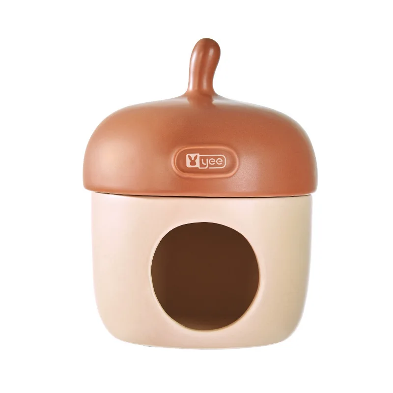

Hamster Ceramic Hideout Acorn Shape Summer Cooling Ice House Extra Large Easy to Clean Anti-Tip Semi-Closed Safe Pet Supplies